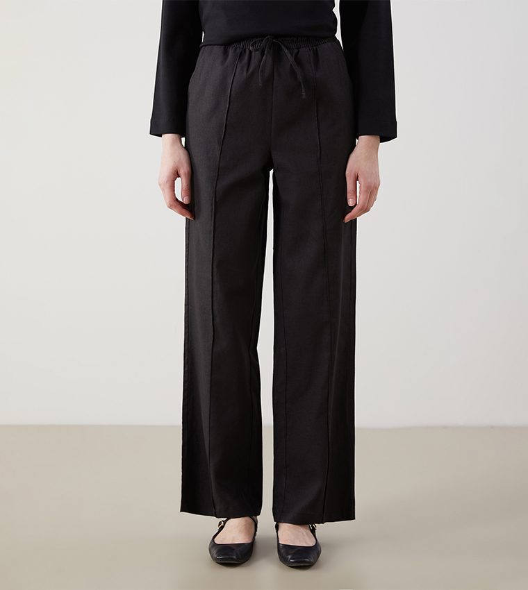 Solid Drawstring Waist Trousers