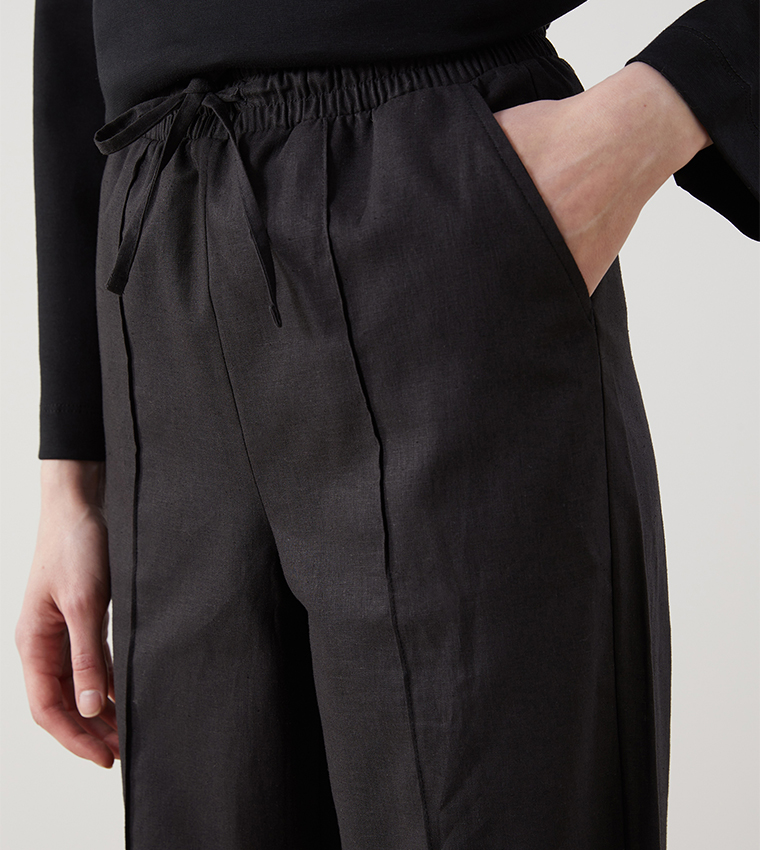 Solid Drawstring Waist Trousers