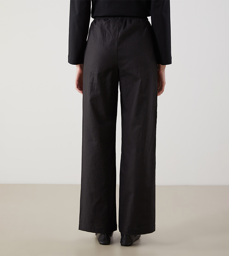 Solid Drawstring Waist Trousers