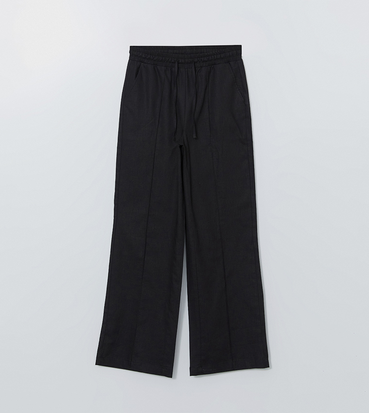 Solid Drawstring Waist Trousers