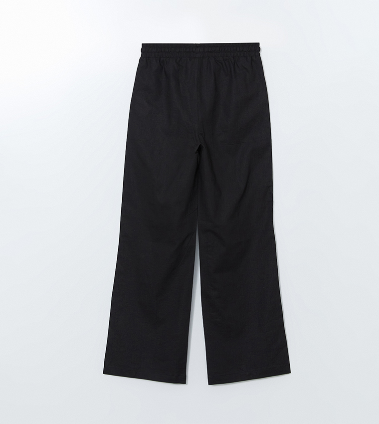 Solid Drawstring Waist Trousers