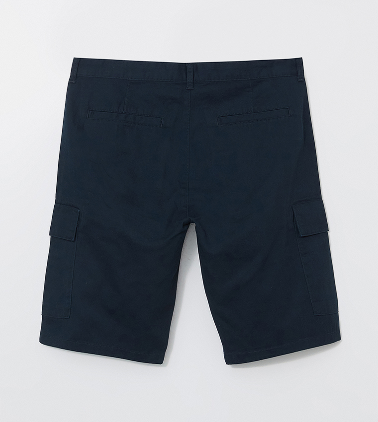 Solid Relaxed Fit Cargo Shorts