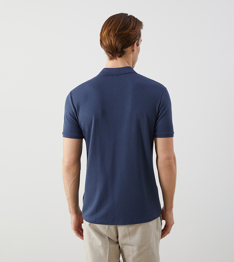 Textured Short Sleeves Polo T-Shirt