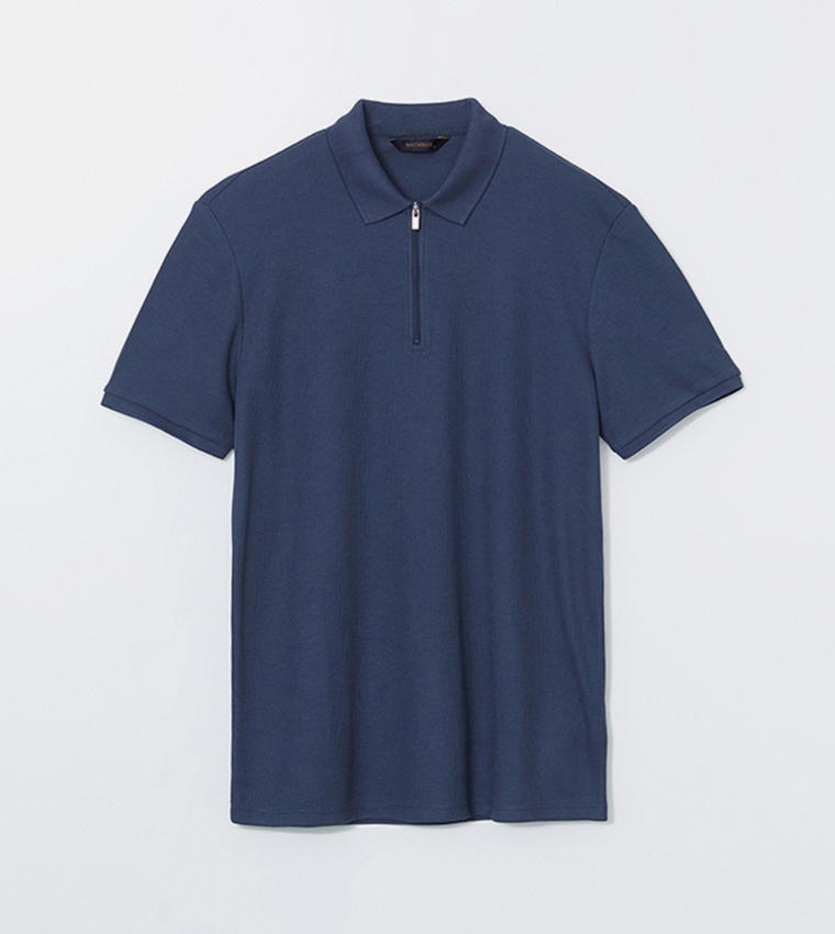 Textured Short Sleeves Polo T-Shirt