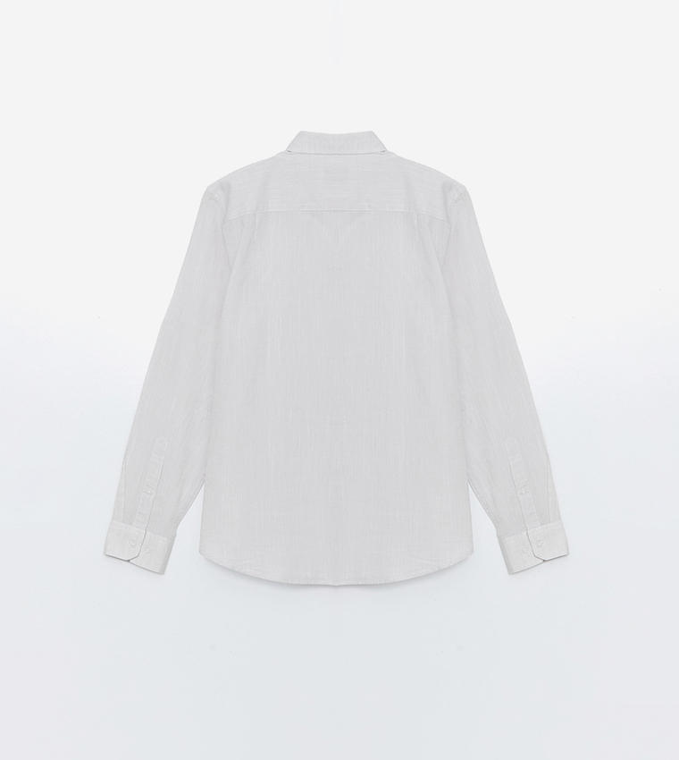 Linen-Blend Regular Fit Long Sleeves Shirt