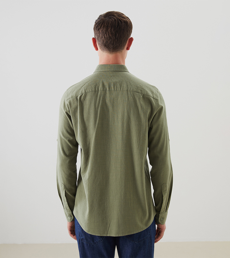 Solid Long Sleeves Linen Shirt