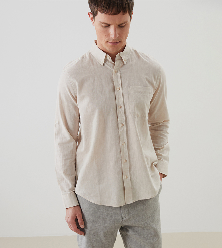 Solid Long Sleeves Linen Shirt
