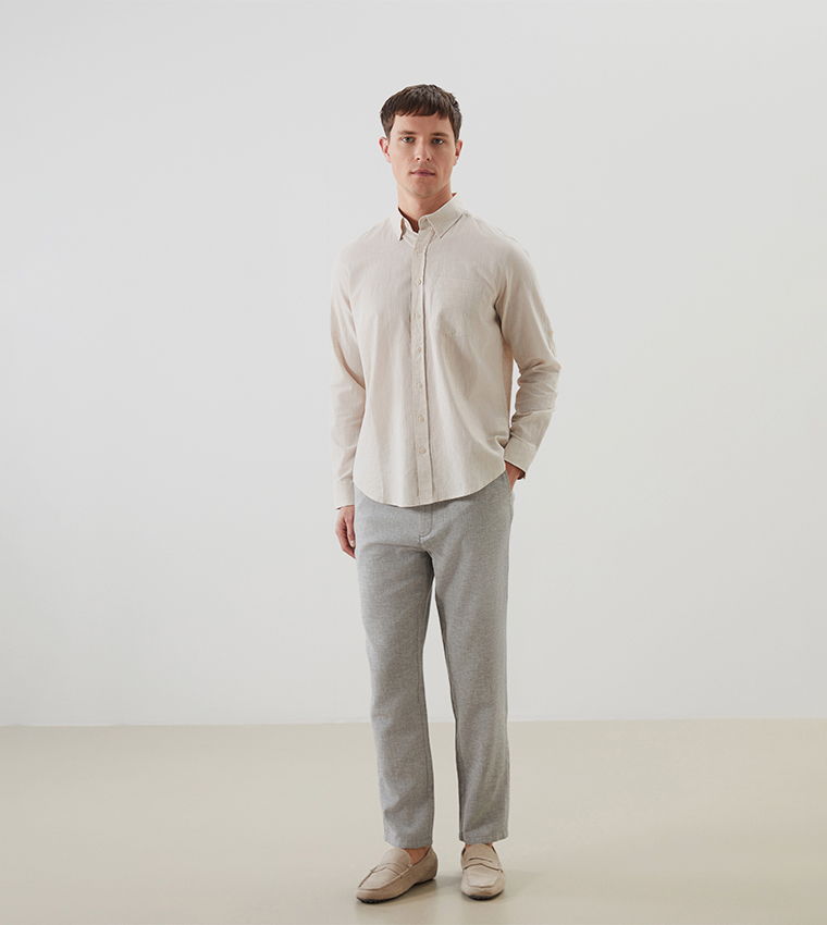 Solid Long Sleeves Linen Shirt