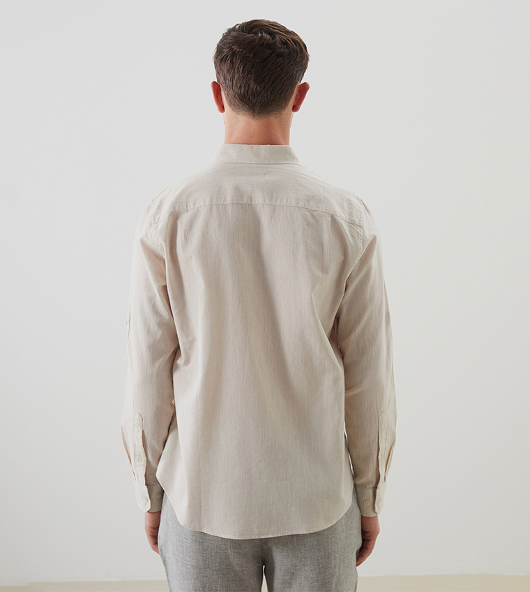 Solid Long Sleeves Linen Shirt