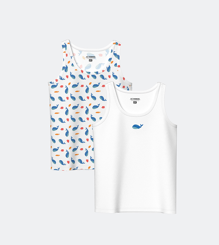 2-Pack Printed Sleeveless Vests