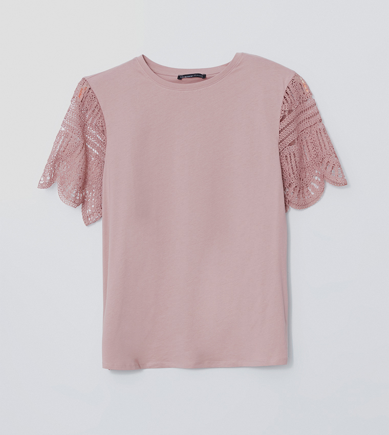 Lace Detail Short Sleeves T-Shirt