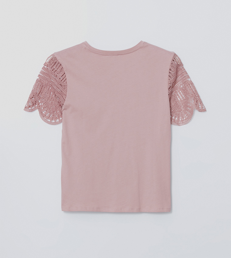 Lace Detail Short Sleeves T-Shirt