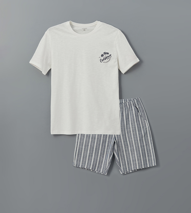 Printed Short Sleeves Pajama Set