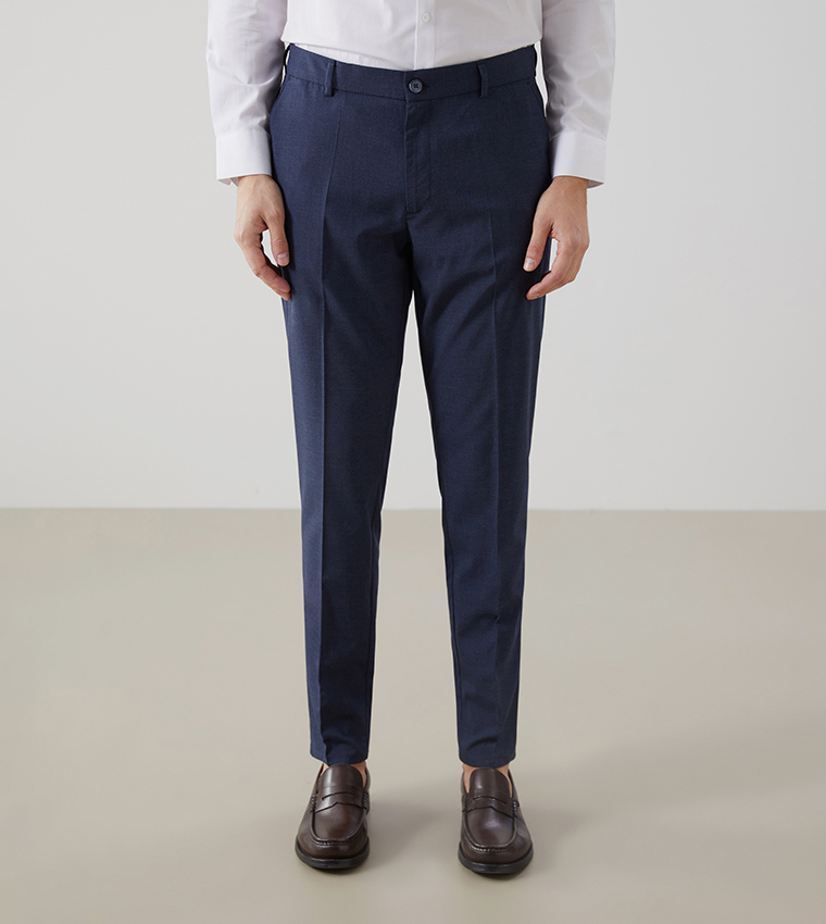 Solid Slim Fit Formal Trousers
