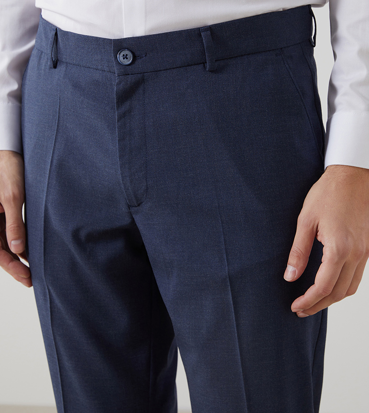 Solid Slim Fit Formal Trousers