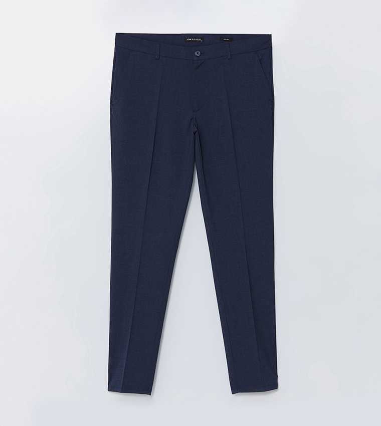Solid Slim Fit Formal Trousers
