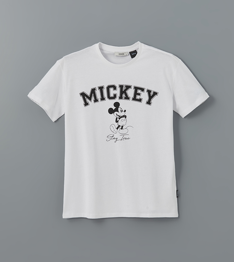 Mickey Mouse Printed Crew Neck Combed Cotton T-Shirt