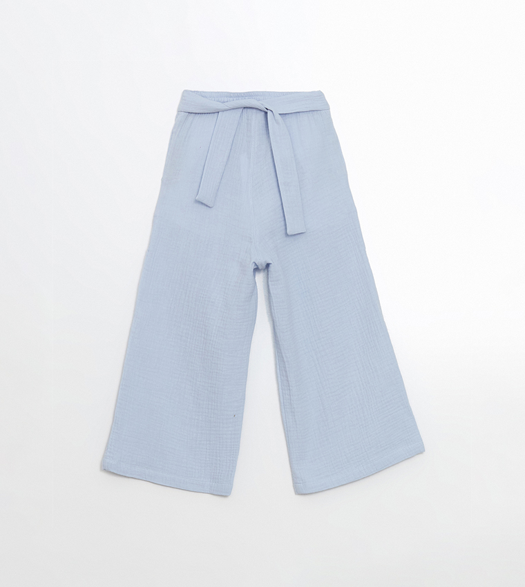 Crinkled Belted Woven Capri