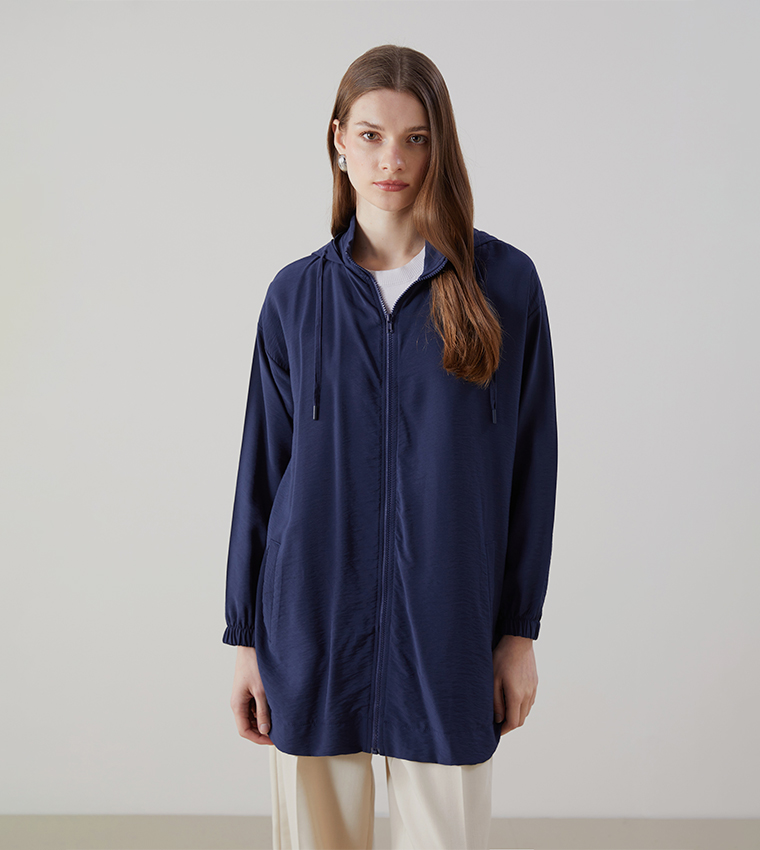 Textured Hooded Oversized Tunic