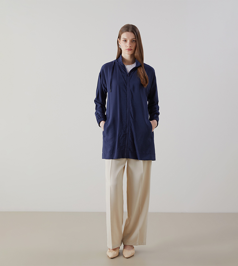 Textured Hooded Oversized Tunic