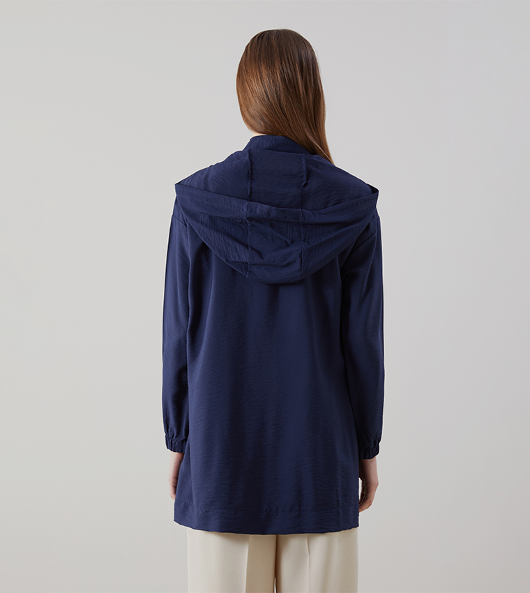 Textured Hooded Oversized Tunic