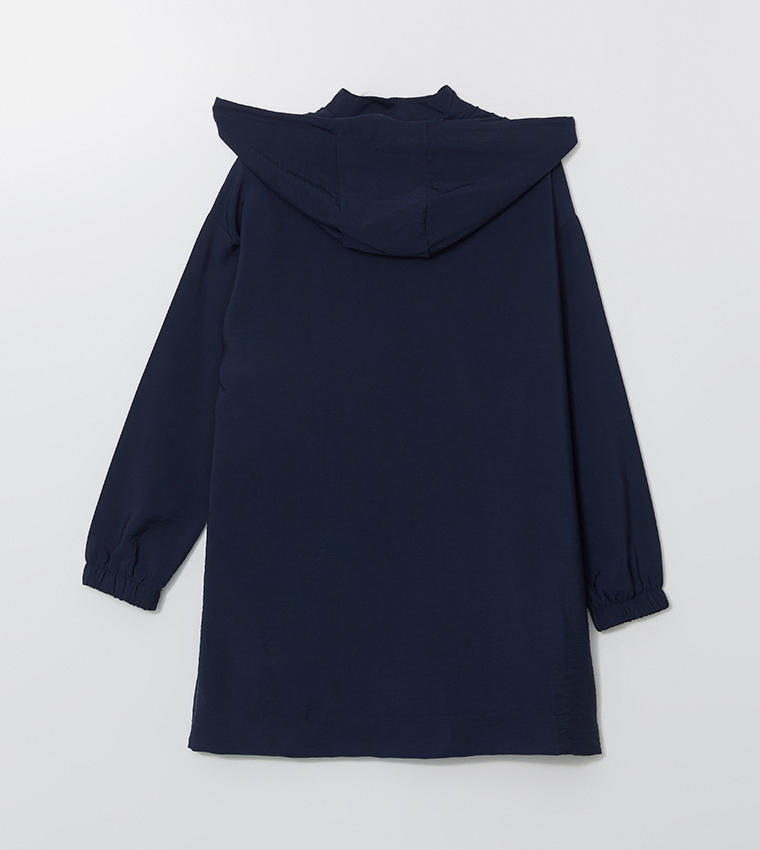 Textured Hooded Oversized Tunic