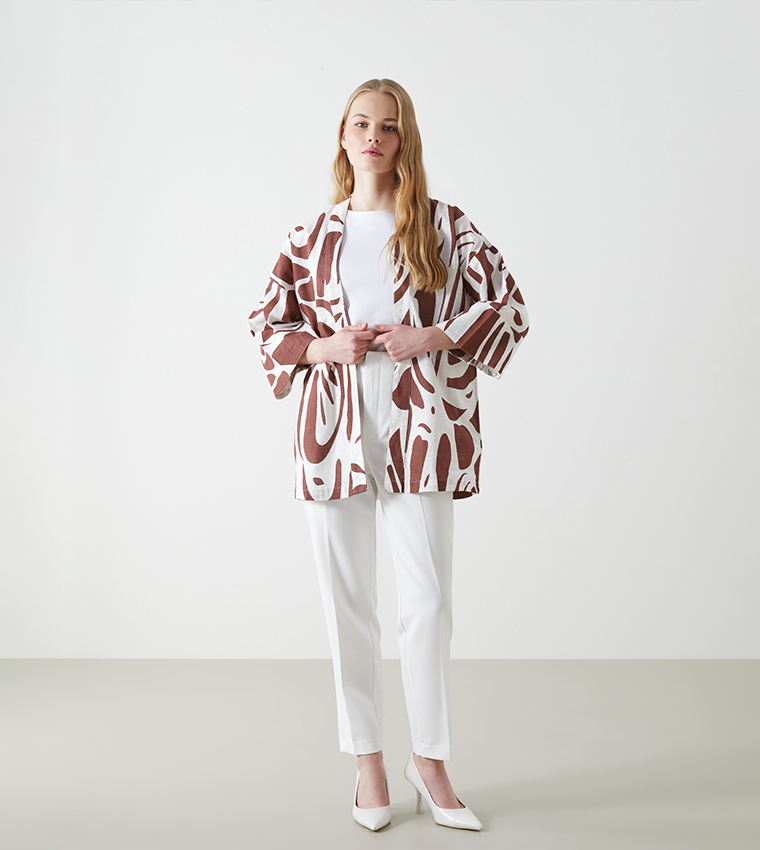 Patterned 3/4 Sleeves Kimono