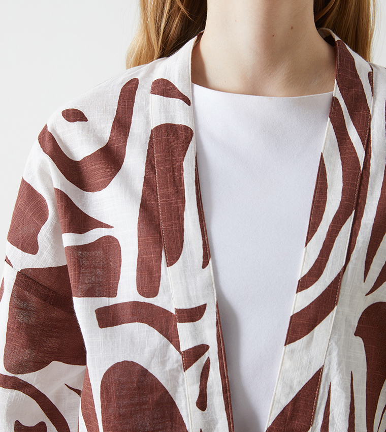 Patterned 3/4 Sleeves Kimono
