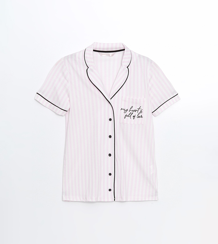 Striped Revere Collar Shorty Pyjama Set