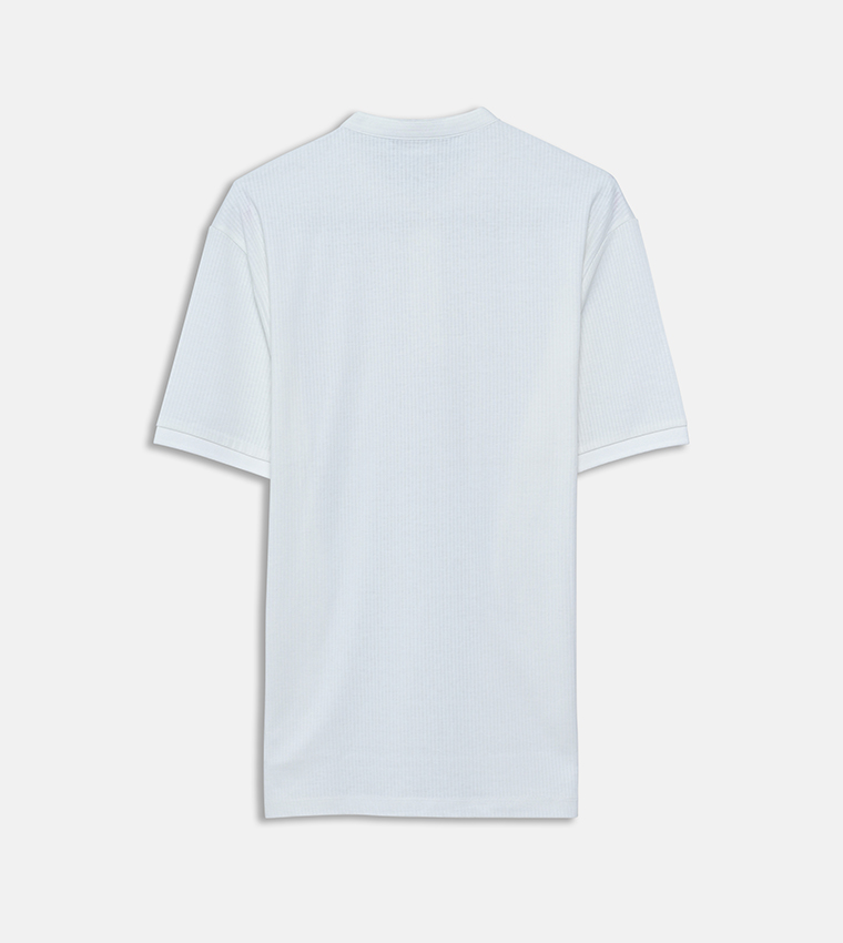 Textured Mandarin Collar T-Shirt