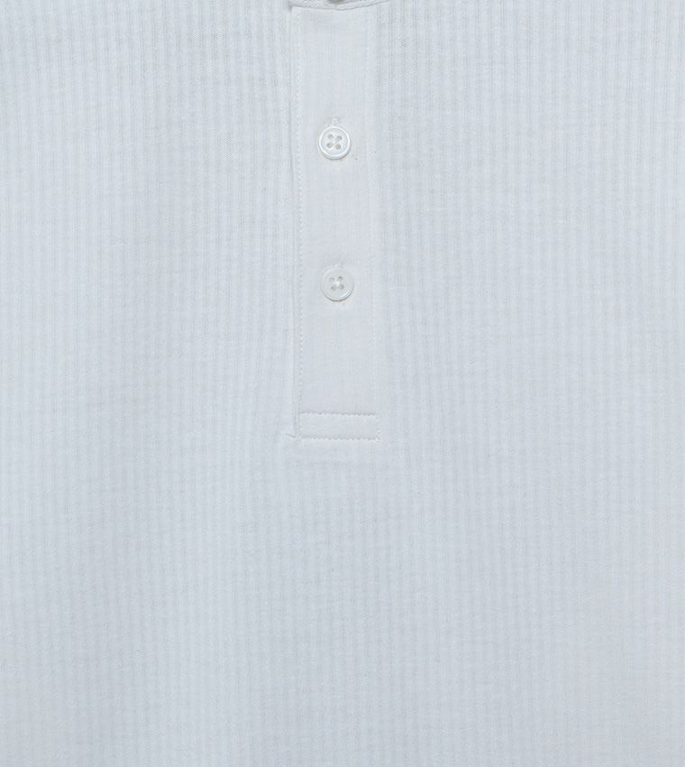 Textured Mandarin Collar T-Shirt
