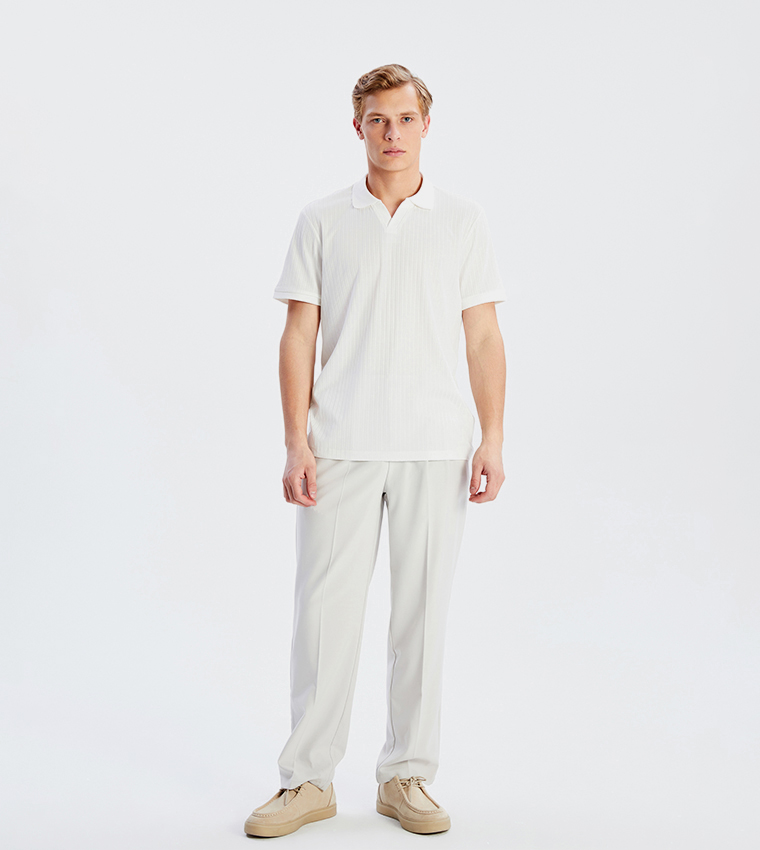 Textured Short Sleeves Polo T-Shirt