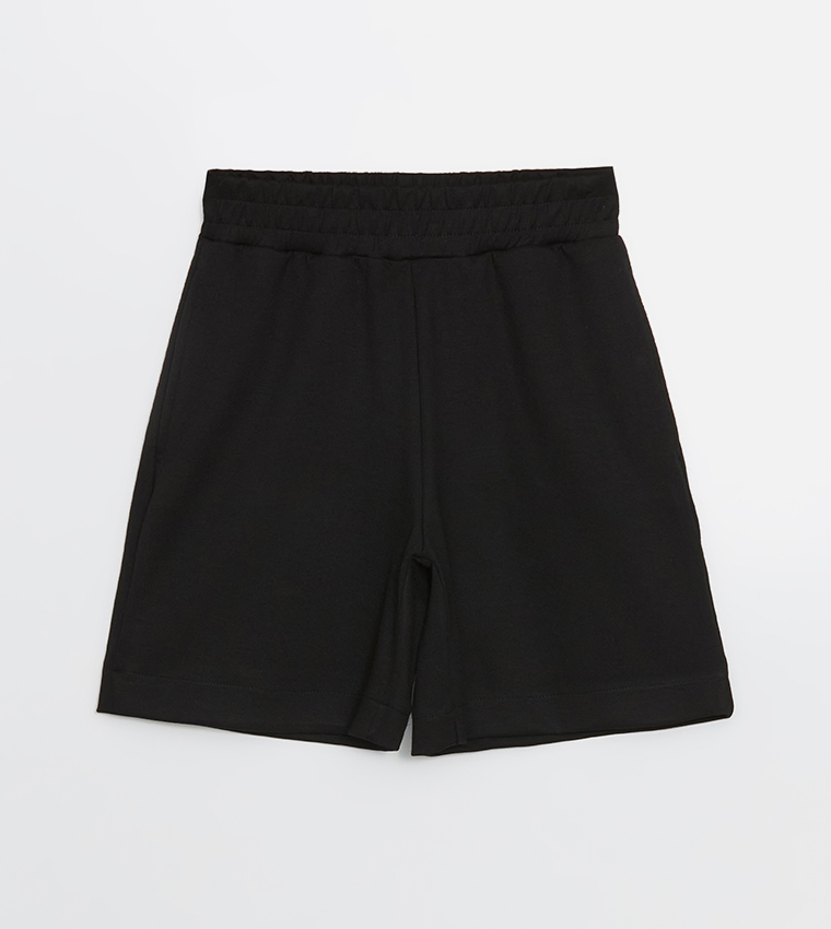Solid Elastic Waist Shorts