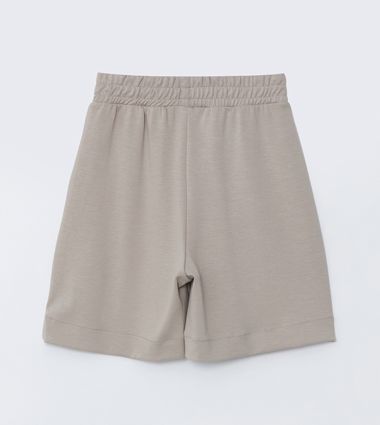 Solid Elastic Waist Shorts