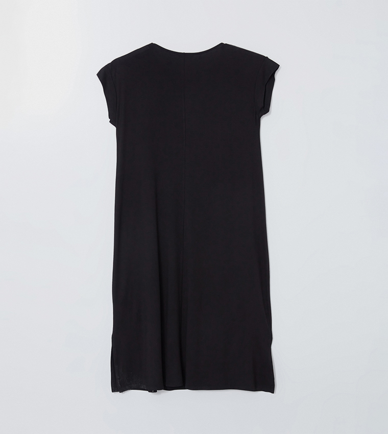Lace Detail Crew Neck Midi Dress