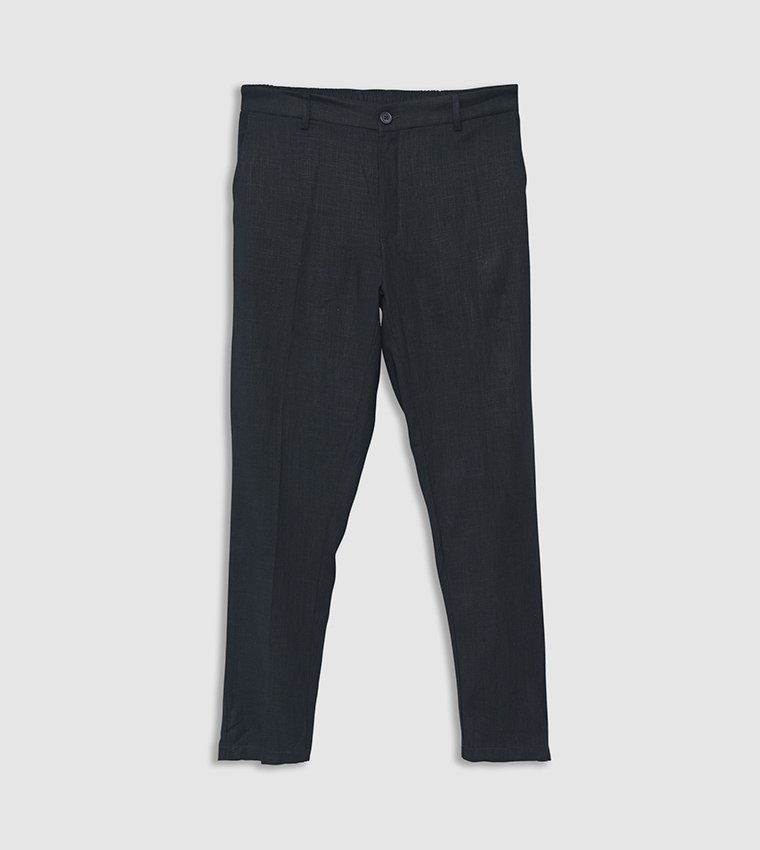 Solid Straight Fit Trousers