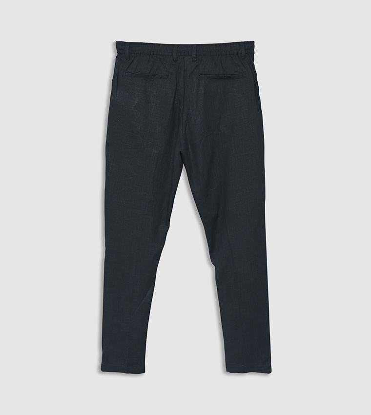 Solid Straight Fit Trousers