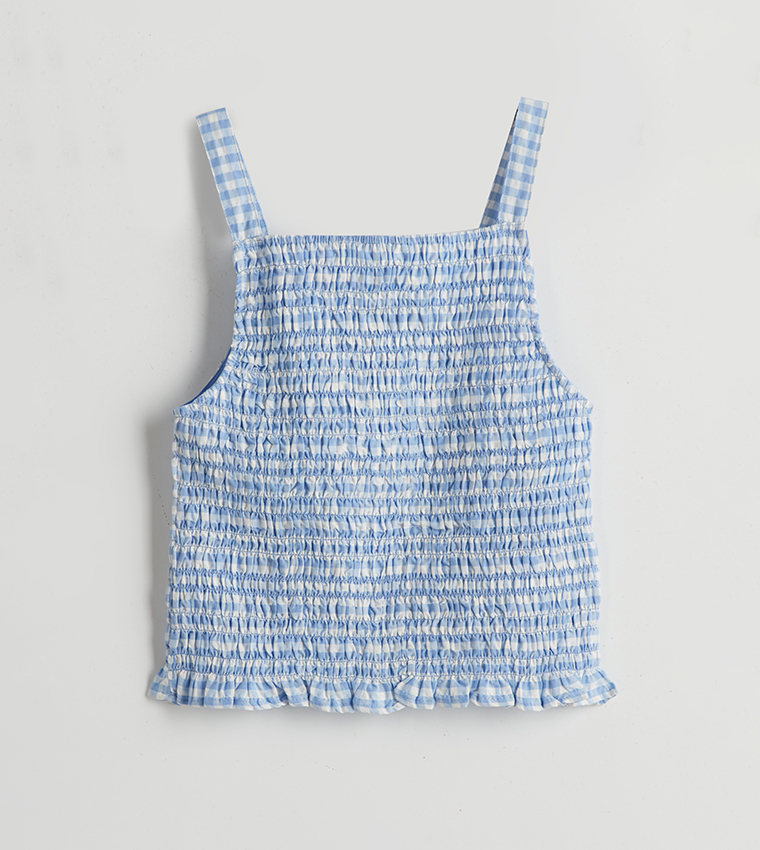 Checkered Woven Top and Skort Set