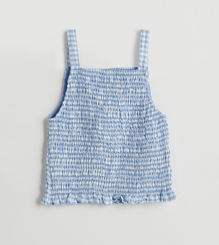 Checkered Woven Top and Skort Set