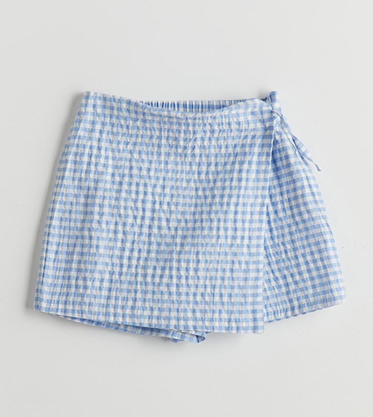 Checkered Woven Top and Skort Set