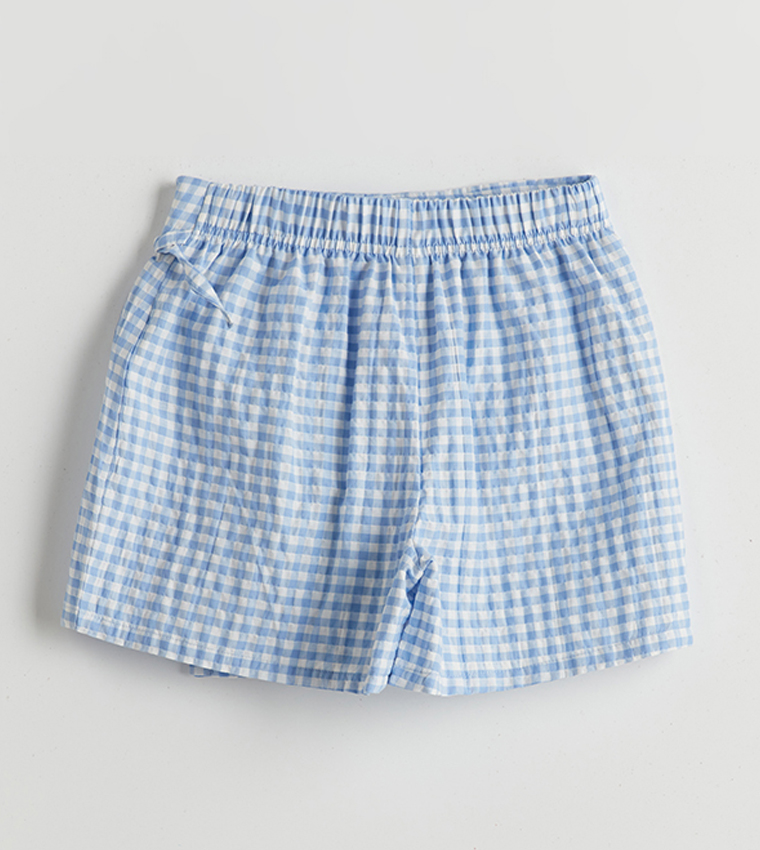 Checkered Woven Top and Skort Set