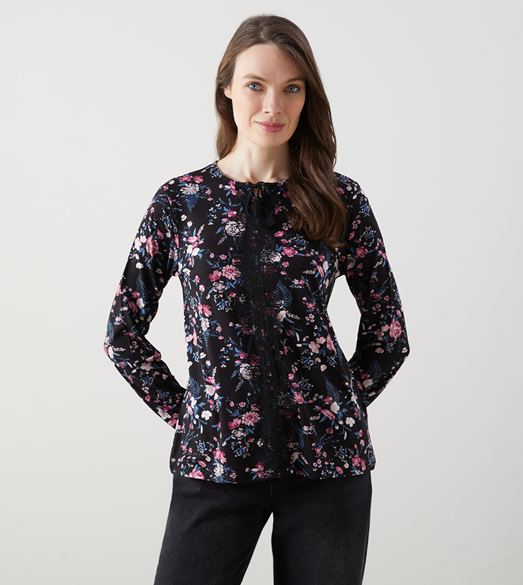 Floral Print Long Sleeves Top