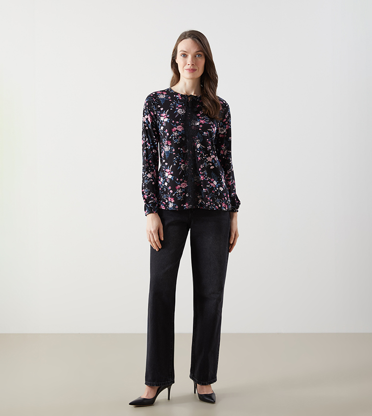 Floral Print Long Sleeves Top