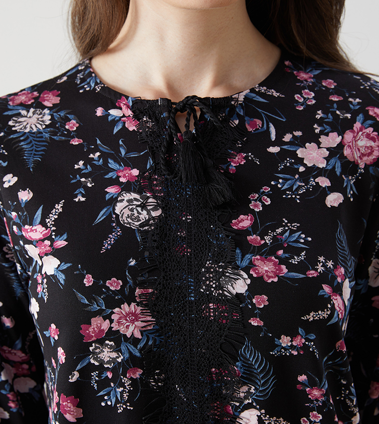 Floral Print Long Sleeves Top