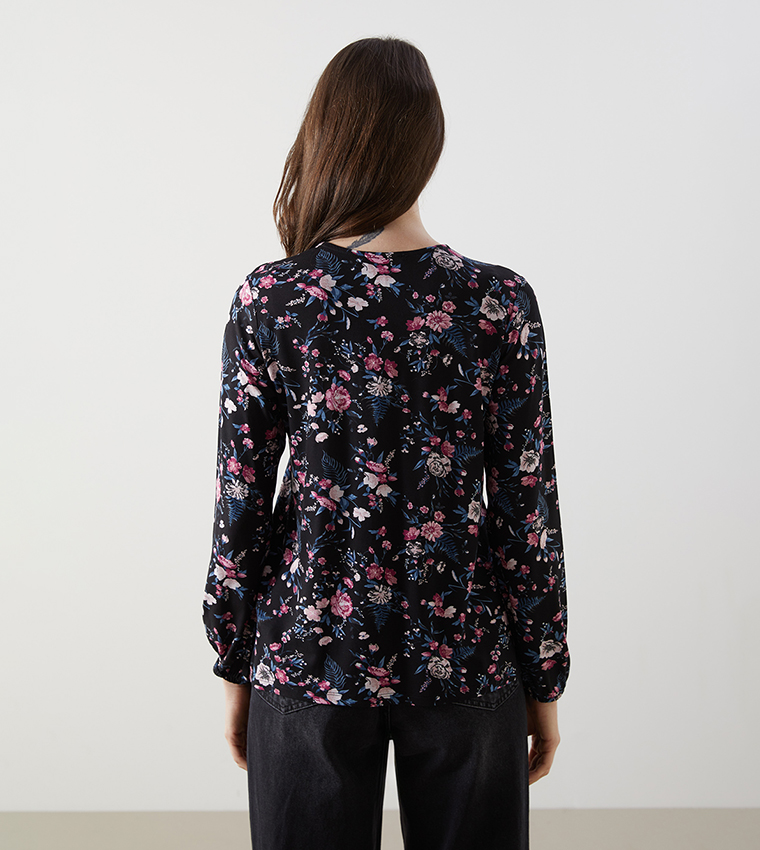 Floral Print Long Sleeves Top
