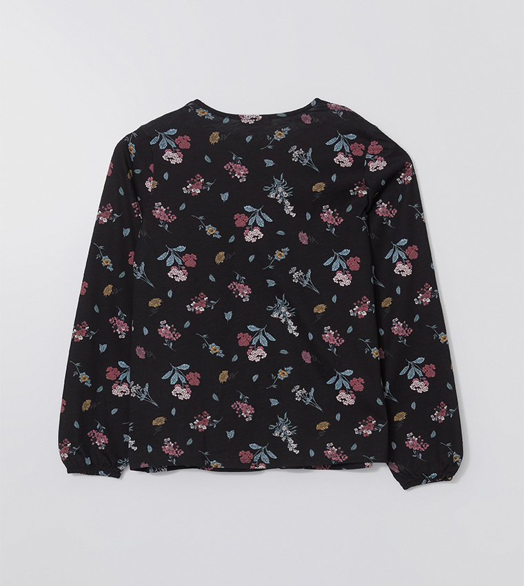 Floral Printed Tie-Up Neck Top