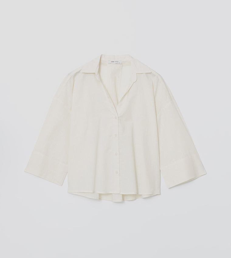 Patterned 3/4 Sleeves Oversized Shirt