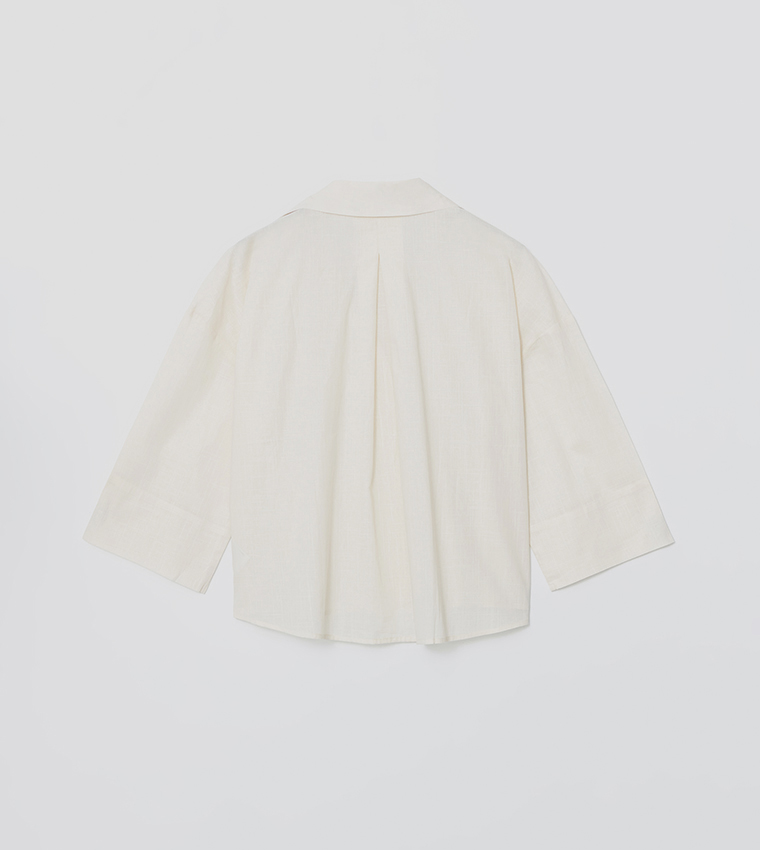 Patterned 3/4 Sleeves Oversized Shirt