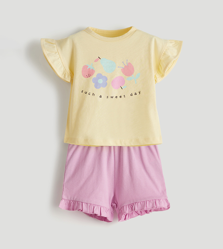 Printed Short Sleeves Clothing Set