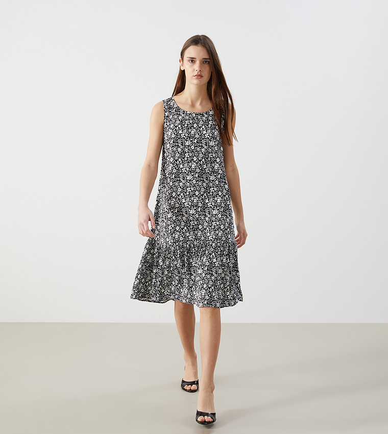 Floral Sleeveless Woven Tiered Dress